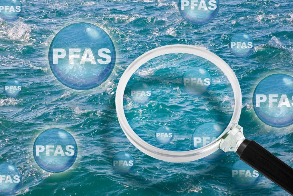 PFAs graphic with magnifying glass