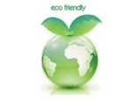 ECO FRIENDLY signifier image of a green planet Earth with sprouted leaves on top of it.